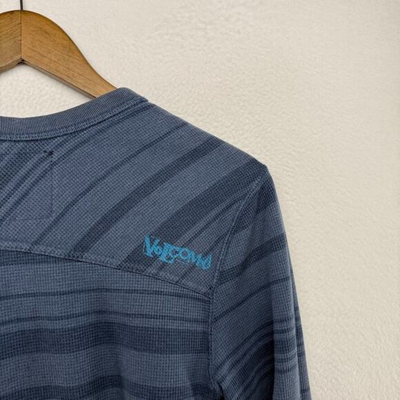 Volcom Shirt Men's Small Blue Thermal Waffle Knit Grunge Vintage Y2k Skater - Picture 8 of 9